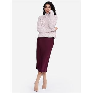 High waisted satin midi skirt